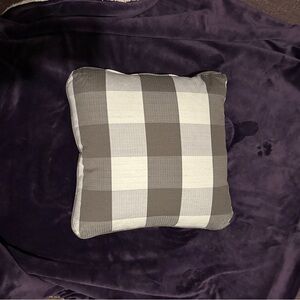 Plaid Gray and White Throw Pillow
